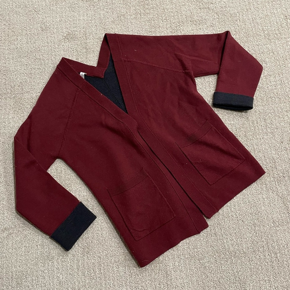Lululemon Cranberry and Grey Wrap Sweater 8